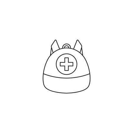 Simple line art representing a first aid kit, perfect for conveying emergency preparedness or medical assistanceのイラスト素材