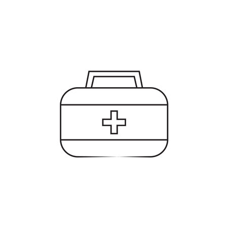 Simple line art representing a first aid kit, perfect for conveying emergency preparedness or medical assistanceのイラスト素材