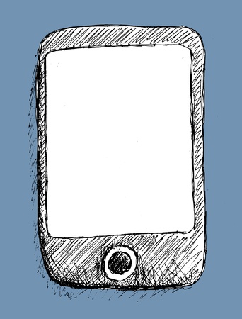 Hand drawn mobile phone with a blank screenのイラスト素材