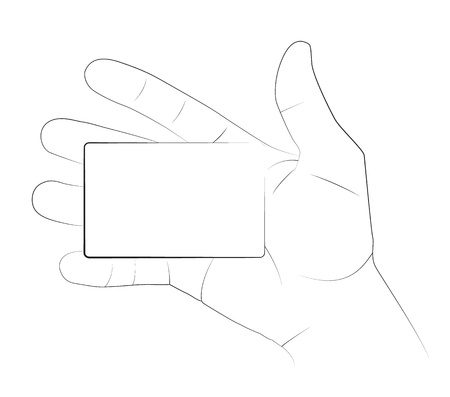 Hand holding a blank business card, Vector image.のイラスト素材