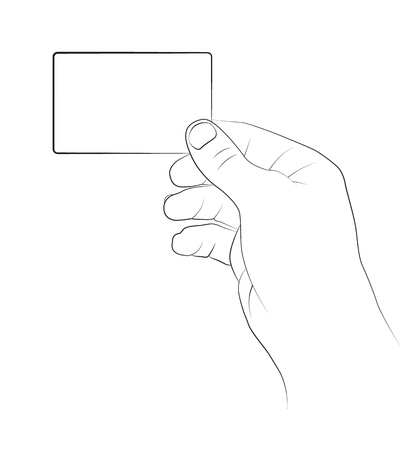 Hand holding a blank business card, Vector image.のイラスト素材