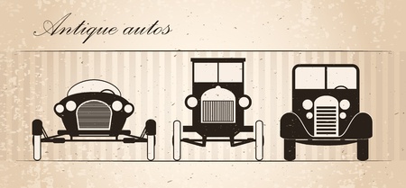 Set of three retro automobilesのイラスト素材