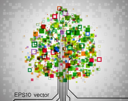 Pixel tree, symbolizing technological progress of modern scienceのイラスト素材