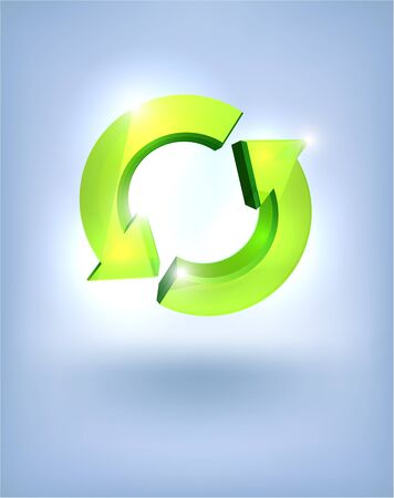 3D glossy refresh symbol on blue backgroundのイラスト素材