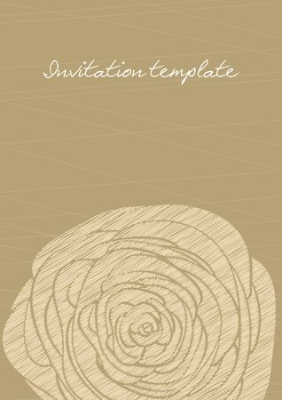 vintage invitation template with a rose contour  vector image のイラスト素材