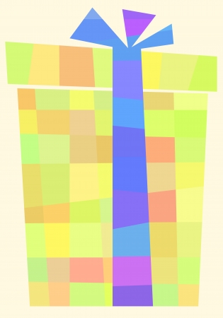 Simple abstract birthday present box formed by colored squares.のイラスト素材