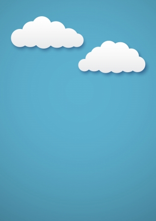 Simple background with two cartoon clouds on blue. のイラスト素材