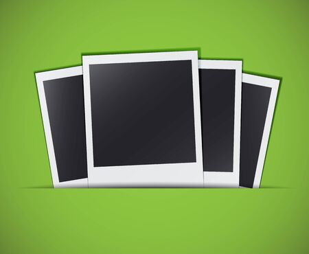 Four retro photo cards in a stylish green background. EPS10 vectorのイラスト素材