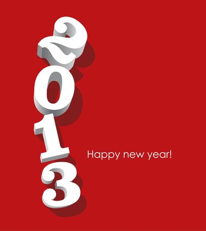 3d white 2013 numbers oriented vertically on red background. Vector image.のイラスト素材