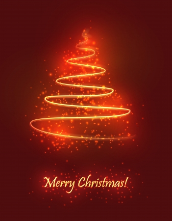 Abstract Christmas tree made of sparkles and lights. EPS10 vector greeting card.のイラスト素材