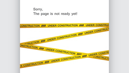 Blank web page covered with yellow tape with under construction text  EPS10 vector 