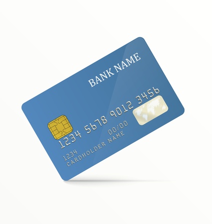 Realistic vector credit card. Blue, without any patternのイラスト素材
