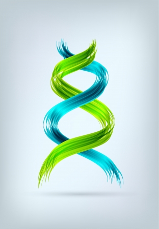 Blue and green abstract spiral looking like DNA signのイラスト素材