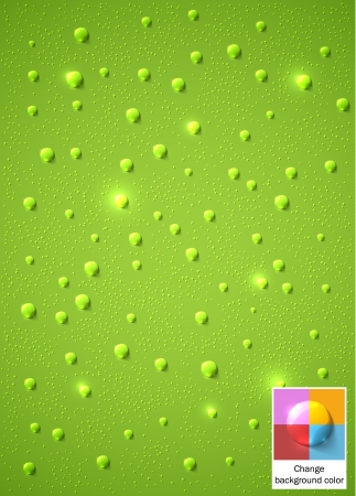 Green background with fresh and shiny water drops. You can choose another background color, or make your own. EPS10 vector.のイラスト素材