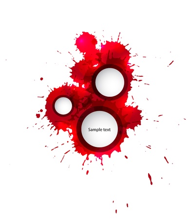 Round placeholders on a chaotic red stains background のイラスト素材