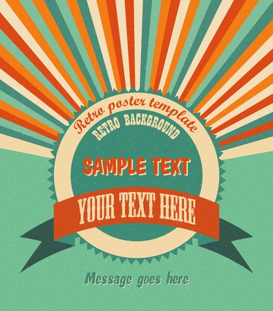 Cool retro background with radial rays and a round placeholder for your text