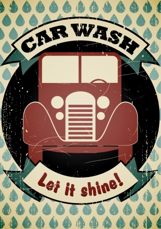 Retro car wash poster  のイラスト素材