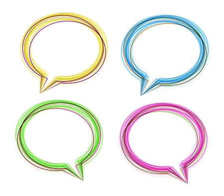 Different colored speech bubbles made of thin contours. Vector image.のイラスト素材