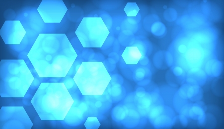 Blue abstract techno background with hexagons and glowing sparksのイラスト素材