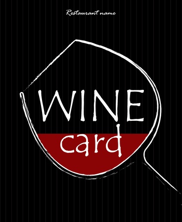 Concept of a wine card. Simple image of a glass with red liquid in it. Vector illustration.のイラスト素材