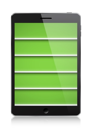 Realistic bookshelves on a PDA screen. Cool showcase for an online ebook storeのイラスト素材