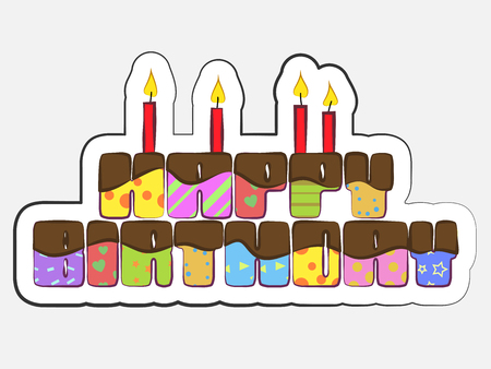 Decorated birthday greeting text, Bright vector imageのイラスト素材
