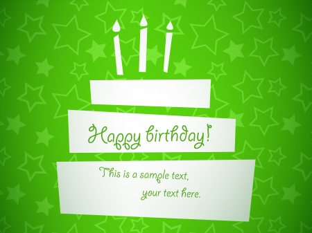 vector stylized green birthday cake card, EPS10のイラスト素材