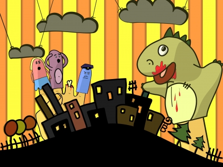 crazy puppet theaterのイラスト素材