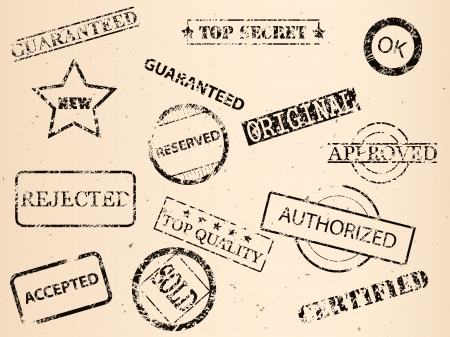 set of grungy old stamps, vector imageのイラスト素材