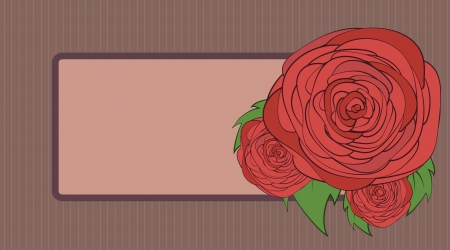 vector vintage red rose postcard with a placeholderのイラスト素材