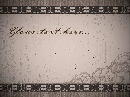 vintage used postcard with flowers and patterns, EPS10 vectorのイラスト素材