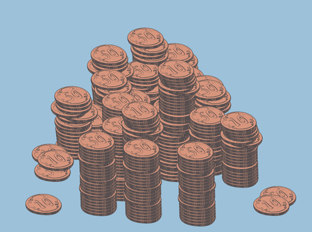 vector pile of coinsのイラスト素材