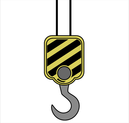 Yellow crane hook,  isolated on white background, vectorのイラスト素材