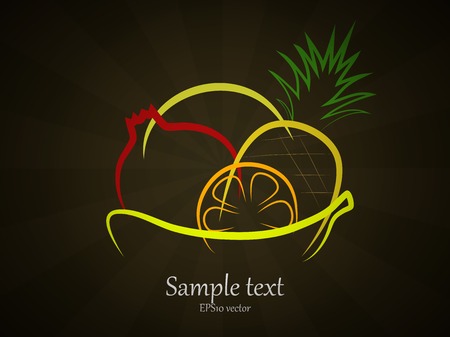 Fruits in a vase. Vector background.のイラスト素材