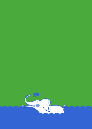Indian elephant washing itself. Simple vector graphic.のイラスト素材