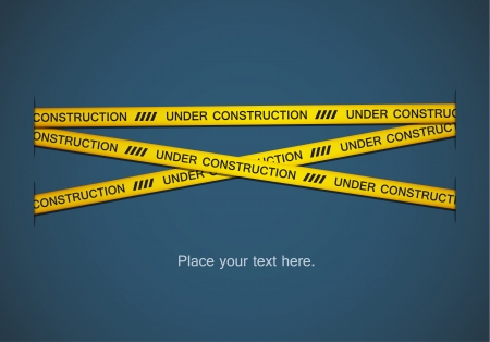 Yellow tapes with "under construction" text on blue background. EPS10 vector.のイラスト素材
