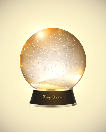 Realistic retro beige Christmas snow globe. EPS10 vector.のイラスト素材
