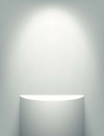 Illuminated white exhibition shelf. EPS10 vector image.のイラスト素材