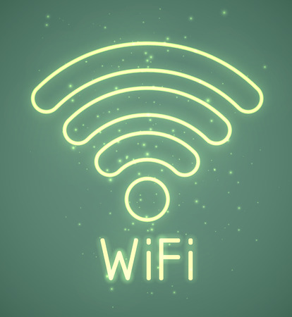 Neon retro blue wifi sign. EPS10 vector.のイラスト素材