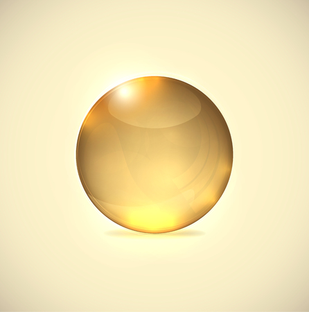 Beige glossy glass ball. Realistic EPS10 vector.のイラスト素材