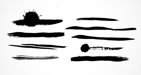 Set of vector grunge black stripes isolated on white.のイラスト素材