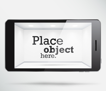 Smartphone with a free white space inside the screen, where any object can be placed. EPS10 vector showcase.のイラスト素材
