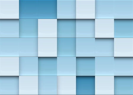 Blue squares abstract background. Realistic wall of cubes.のイラスト素材
