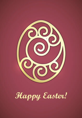 Easter postcard with a flourish easter egg made of spirals and swirls. EPS10 vector.のイラスト素材