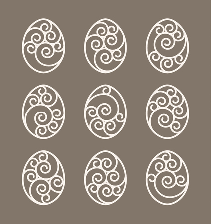 Set of swirls in shape of easter eggs. Vector design elements.のイラスト素材