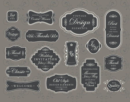Set of vintage swirly frames. Vector design elements.のイラスト素材