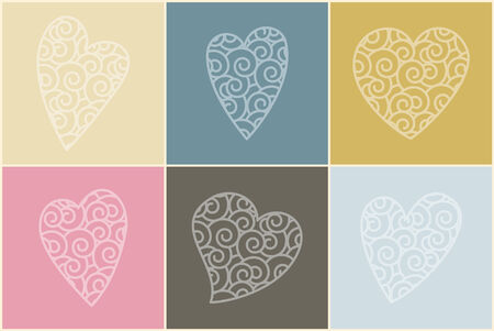 Set of funny swirly hearts. EPS10 vector image.のイラスト素材