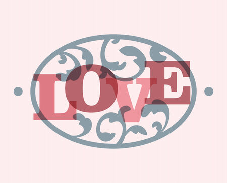 The word LOVE in a swirly ellipse frame. EPS10 vector.のイラスト素材
