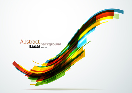 Abstract colored wave made of multicolored transparent lines. EPS10 vector background.のイラスト素材
