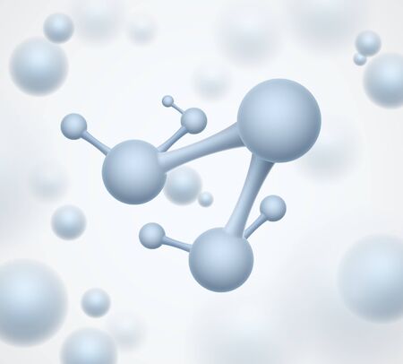 Blue molecule among unfocussed blurred molecules. EPS10 vectorのイラスト素材